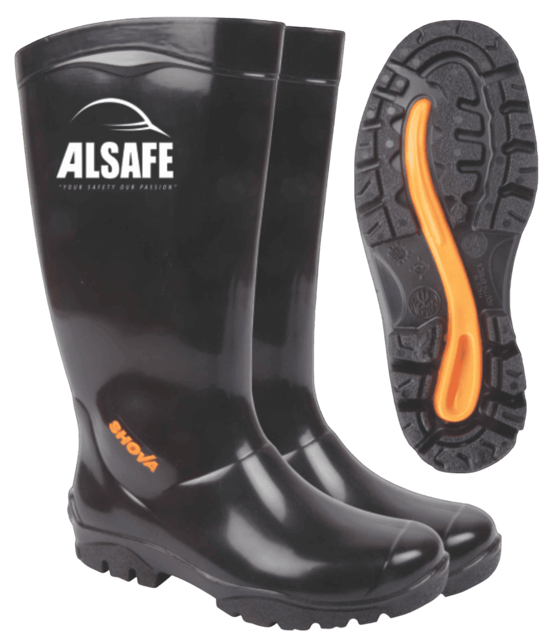 GUMBOOT PVC KNEE LENGTH BLK 06 - G. Fox
