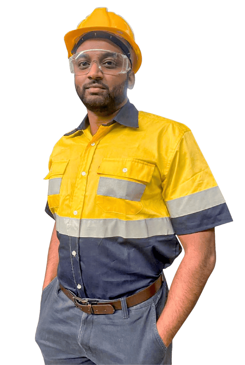HIGH-VISIBILITY S/S WORK SHIRT - ELECTRIC BLUE - 2XLARGE - G. Fox