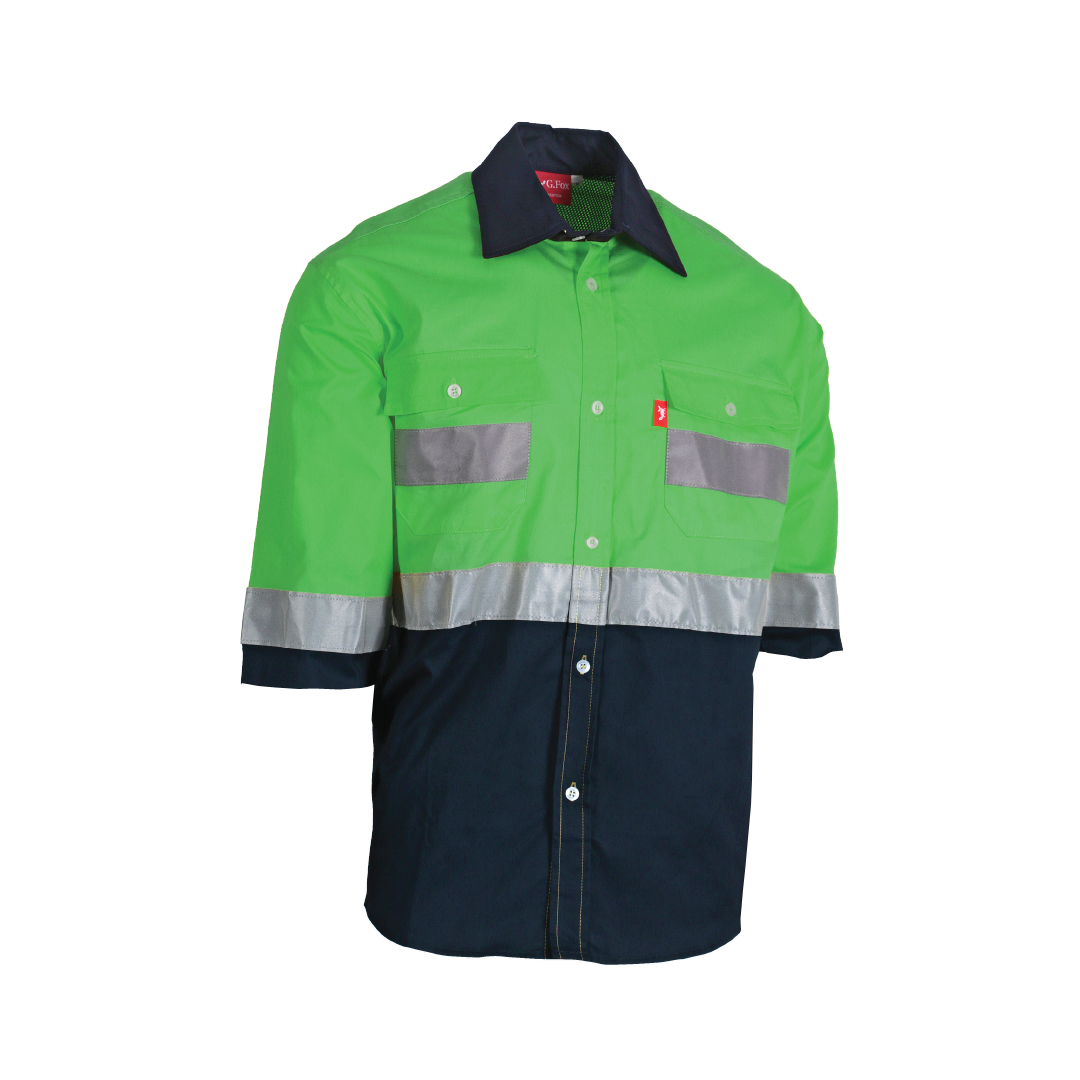 HIGH-VISIBILITY S/S WORK SHIRT - ELECTRIC BLUE - 2XLARGE - G. Fox