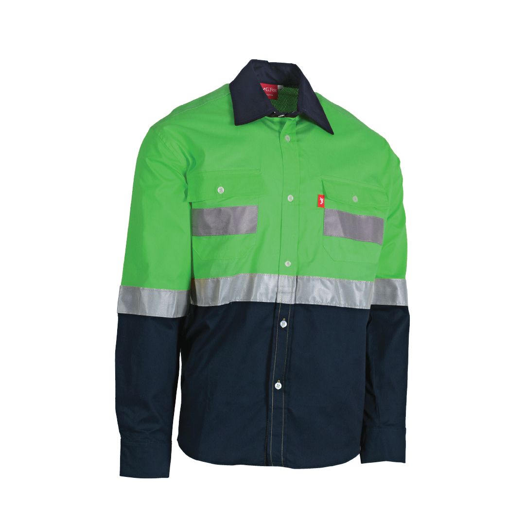 HIGH-VISIBILITY L/S WORK SHIRT - ELECTRIC BLUE - 4XLARGE - G. Fox
