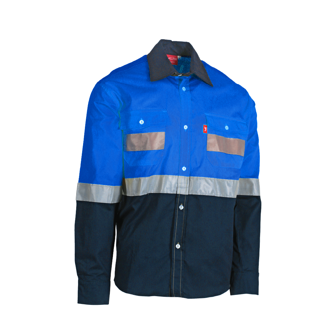 トップス Broad L/S Work Shirt size L HIGH-VISIBILITY L/S WORK SHIRT - ELECTRIC BLUE - 4XLARGE - G. Fox