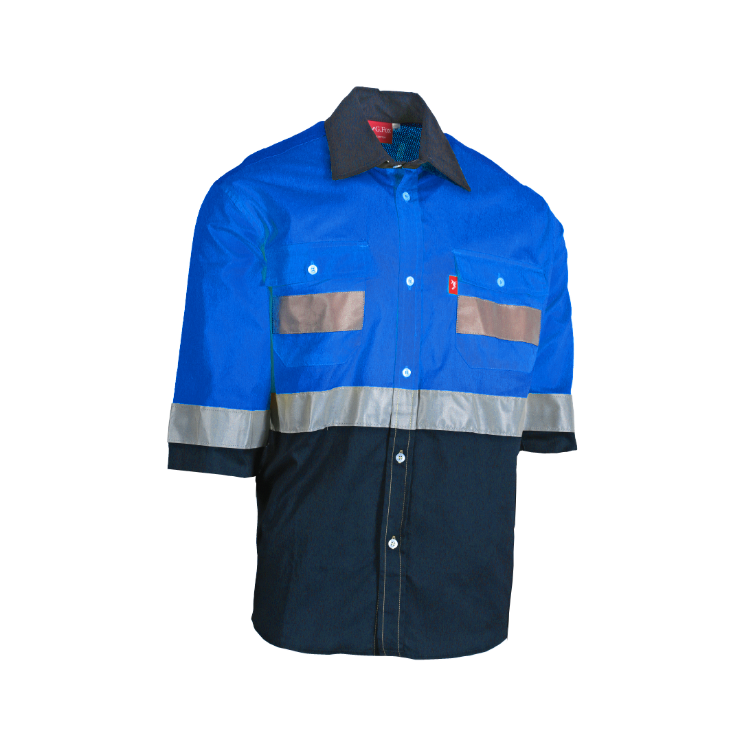 5W ゴワット Chet shirts / Nylon HIGH-VISIBILITY S/S WORK SHIRT - ELECTRIC BLUE - 2XLARGE - G. Fox